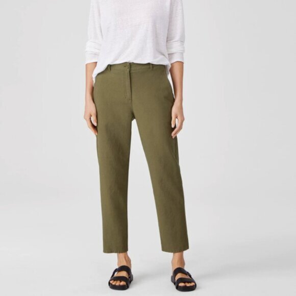 EILEEN FISHER Pants Organic Cotton/Hemp Tapered Ankle Length size 12 Stretch - Picture 13 of 13